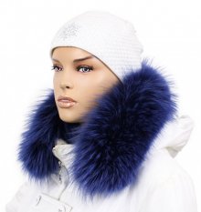 Kožušinový lem na kapucňu - golier medvedíkovec snowtop modrý M 27/6 (60 cm)