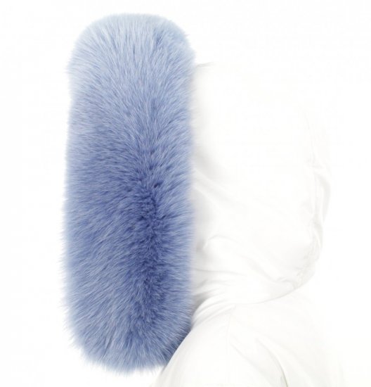 Kožušinový lem na kapucňu - golier líška nebesky modrá (75 cm)