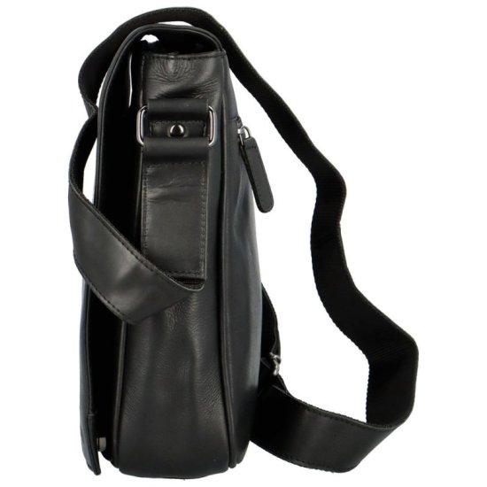 Kožená taška přes rameno UNI DINGO černá - boční pohled