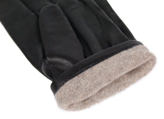Pánské kožené rukavice černé - linka - podšívka