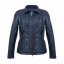 Dámská kožená bunda Emma Long modrá - velikost: 5XL