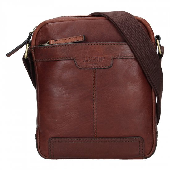 Pánská kožená taška přes rameno LN-220654 Brown