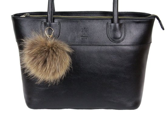 Kožešinový přívěsek ke kabelce mývalovec béžový velký