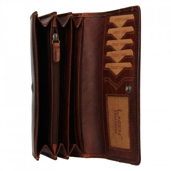 Luxusní dámská kožená peněženka W-22025/M hnědá 2