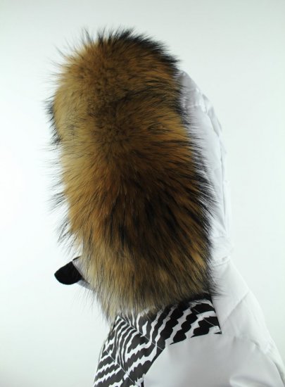 Fur trim on the hood - raccoon collar 107/2  beige - black  (70 cm) 3