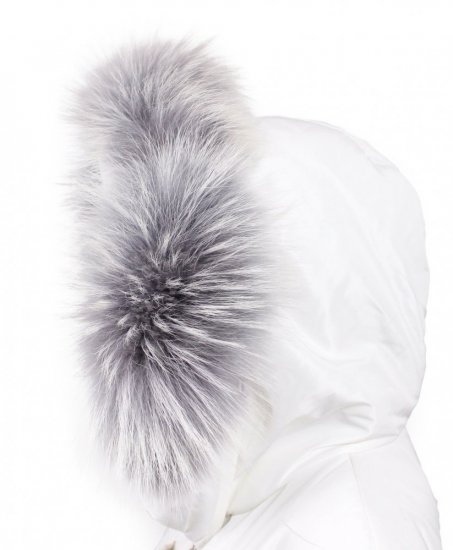 Kožešinový lem na kapuci - límec mývalovec snowtop šedo - bílý M 38/14 (60 cm)