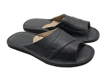 Pánské kožené pantofle Valda široké černé Pánské kožené pantofle Valda široké černé