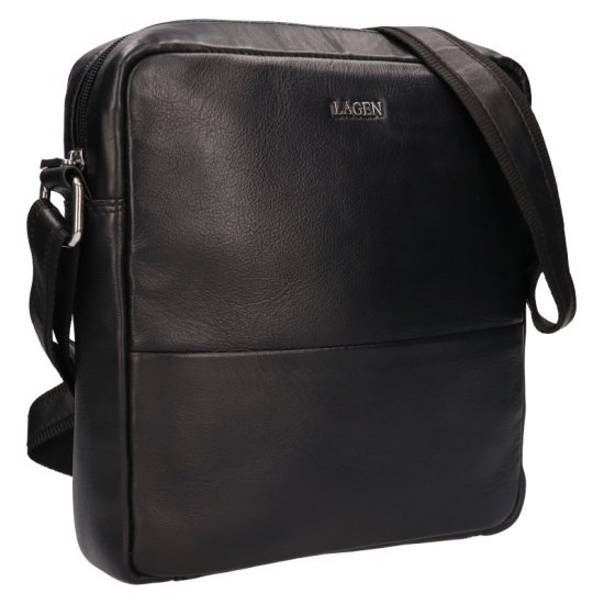 Pánska kožená taška cez rameno 292-4P-500-1 čierna 1