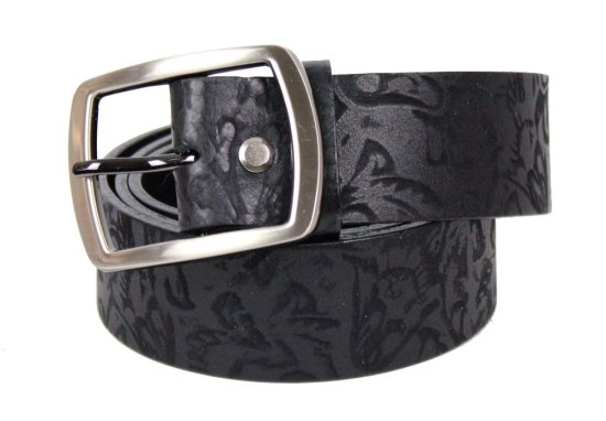 Dámský kožený opasek 246V260 černý vzor