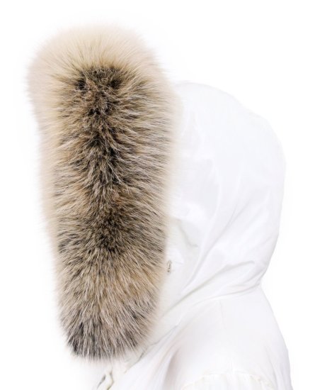 Kožešinový lem na kapuci - límec liška snowtop černo - béžová L 18/19 (80 cm) 3