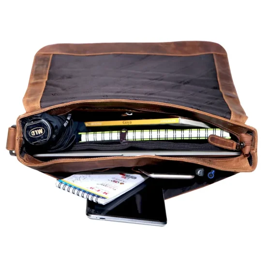 Kožená taška přes rameno UNI IGGY hnědá melír