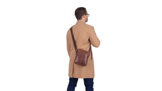 Pánská kožená taška přes rameno SG-27018 hnědá