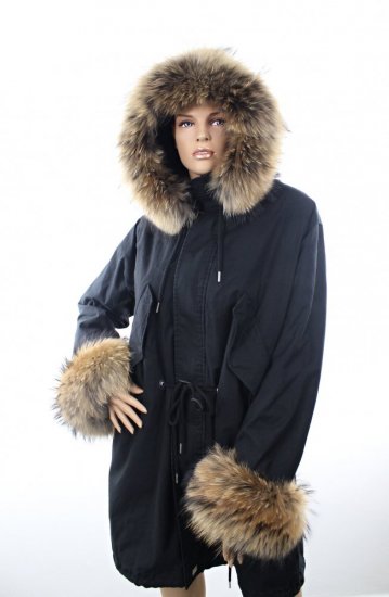 SET fur hood trim + raccoon cuffs M 06/2
