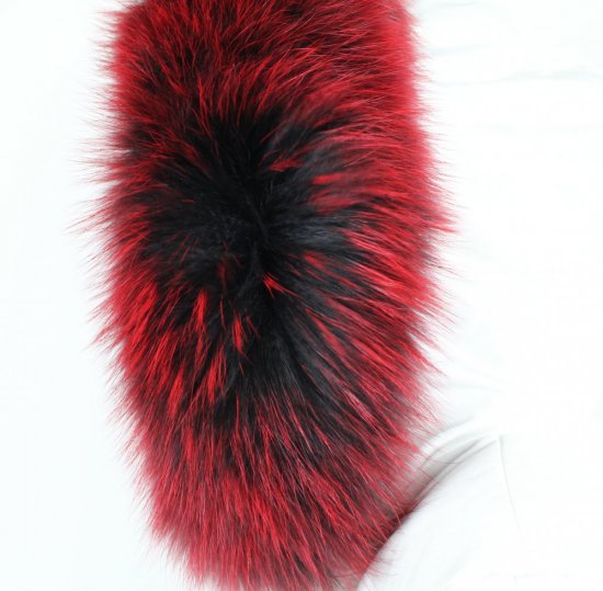Kožušinový lem na kapucňu - golier medvedíkovec červený snowtop M 14/6 (65 cm) 2