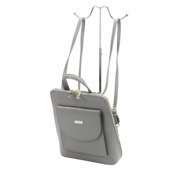 Kožený batoh MiaMore Timea šedý - zádové popruhy