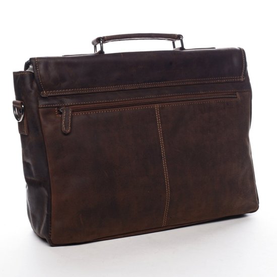 Pánská kožená taška přes rameno Apollo tm. hnědá - zadní pohled Pánská kožená taška přes rameno Apollo tm. hnědá - zadní pohled