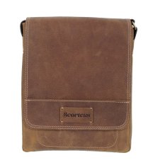 Pánská kožená taška přes rameno Scorteus na iPad 1137/79 hnědá - přední strana