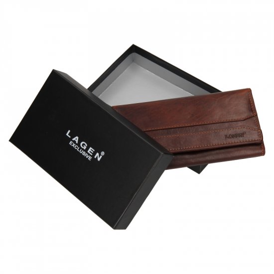 Luxusní dámská kožená peněženka W-22025/M hnědá 4