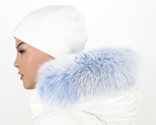 Kožešinový lem na kapuci - límec liška snowtop nebeská modř L P1/2 (60 cm)
