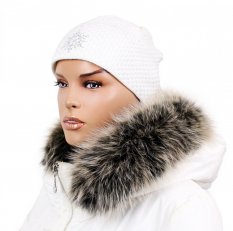 Kožušinový lem na kapucňu - golier líška snowtop čierno - béžová L 18/6 (52 cm)