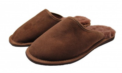 Pánské kožešinové pantofle David široké velur