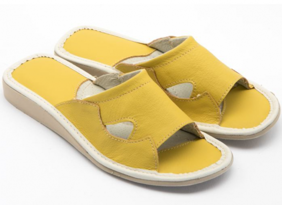 Dámské kožené pantofle Betty žluté - velikost: 40