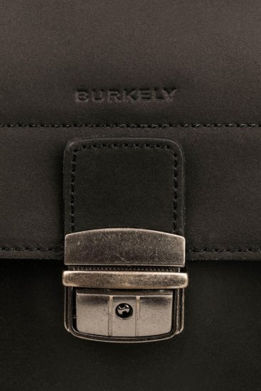Kožená aktovka Burkely Valerio černá - detail logo výrobce