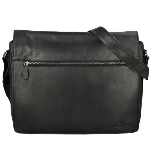 Pánská kožená taška přes rameno Farao černá - přední strana Pánská kožená taška přes rameno Farao černá - přední strana