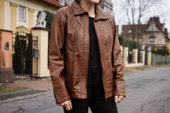 Dámska kožená bunda Emma Long mocca 4