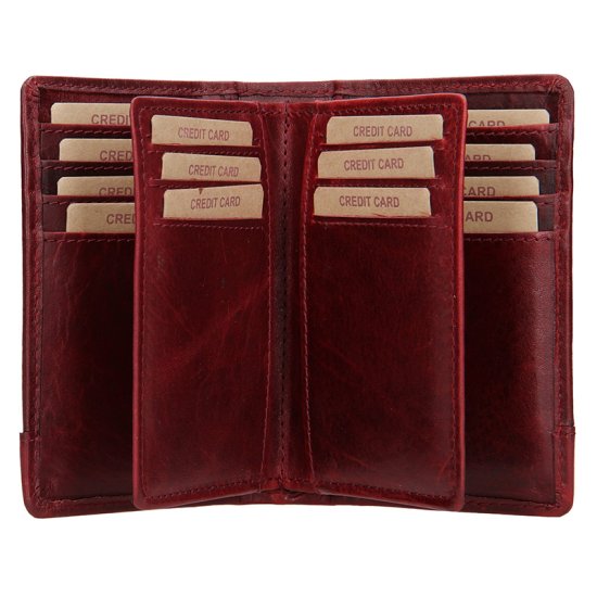 Kožená dokladovka V-260/T bordo - přihrádky na karty