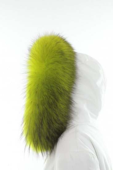 Kožešinový lem na kapuci - límec mývalovec M 161/2 (75 cm) zelený neon
