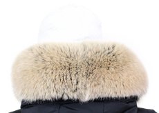 Kožešinový lem na kapuci - límec liška snowtop černo - béžová L 18/35 (65 cm) 1