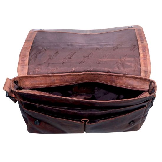 Kožená taška přes rameno UNI George hnědá melír - vnitřní vybavení