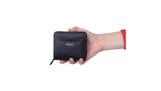 Dámska kožená peňaženka SG-27544B čierna - reálna veľkosť Dámska kožená peňaženka SG-27544B čierna - reálna veľkosť