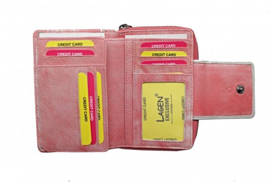 Dámská kožená peněženka 2931 růžová - šedá