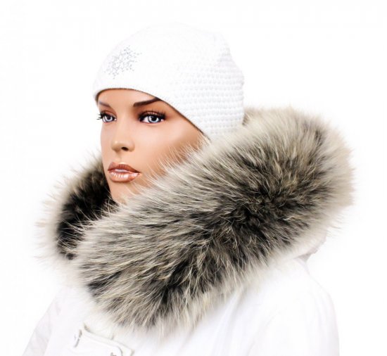 Fur trim on the hood - raccoon collar arctic snowtop M 31/7 (70 cm)