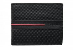 Pánska kožená peňaženka 22782 čierno červená - predný pohľad