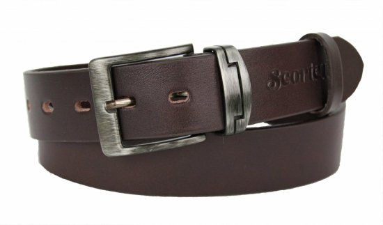 Pánský kožený opasek Scorteus SC-GR-15/2 tm. hnědý