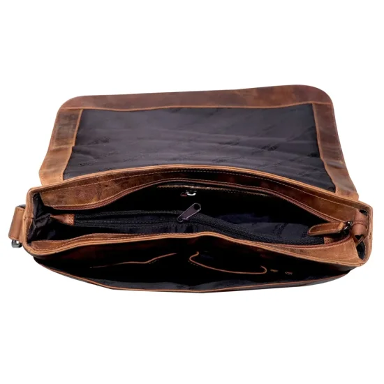 Kožená taška přes rameno UNI IGGY hnědá melír