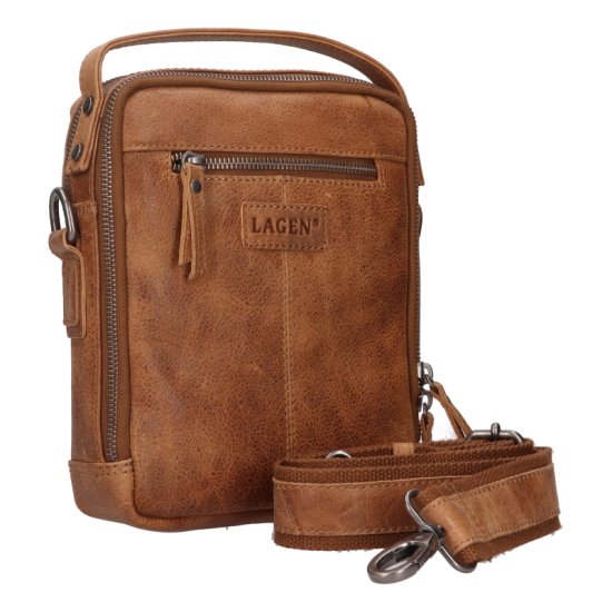 Pánská kožená taška přes rameno LG-25153 camel - odnímatelný ramenní popruh