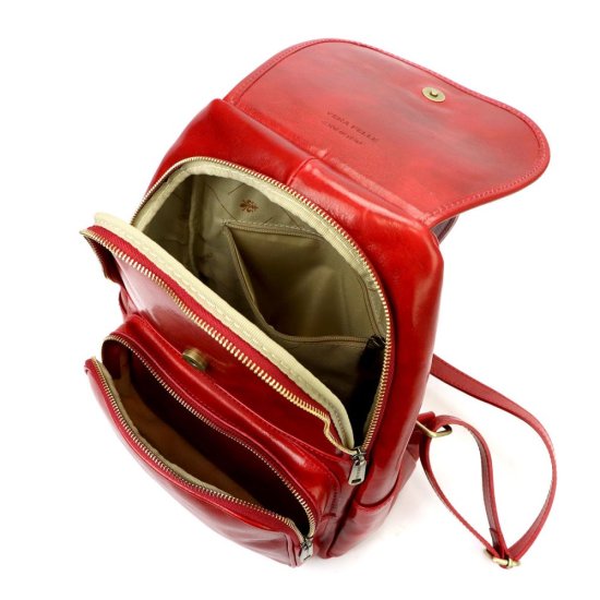 Kožený batoh Jordan červený - vnitřní vybavení Kožený batoh Jordan červený - vnitřní vybavení