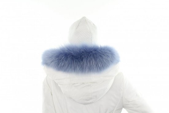 Kožušinový lem na kapucňu - golier líška nebesky modrá L 09 (75 cm)