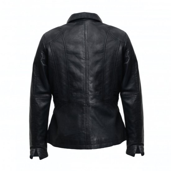 Dámská kožená bunda Emma Long černá - velikost: XXXXL