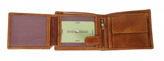 Pánská kožená peněženka 2104W Moto koňak 3