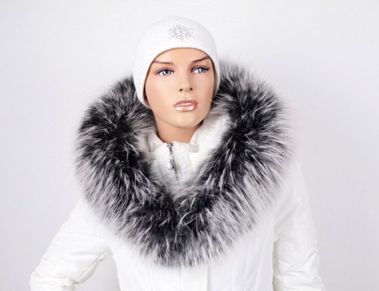 Kožešinový lem na kapuci - límec mývalovec snowtop MX 36 (120 cm) 1