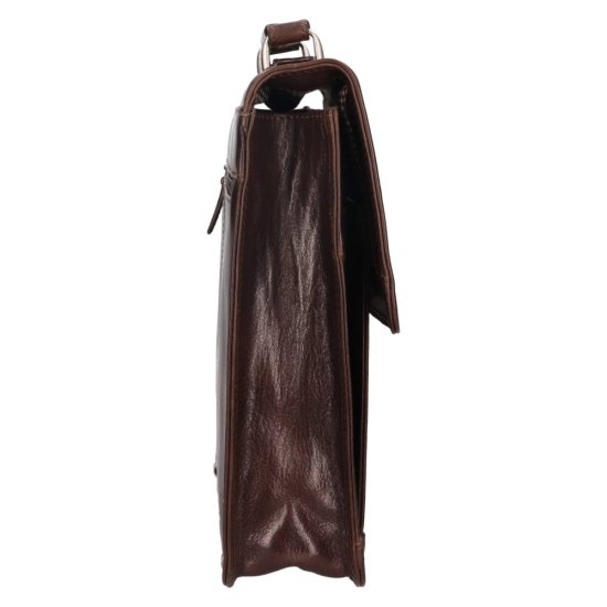 Pánská kožená aktovka 22079/T tm. hnědá - boční pohled