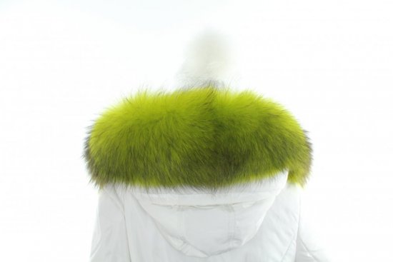 Kožušinový lem na kapucňu - golier medvedíkovec M 161/2 (75 cm) zelený neon