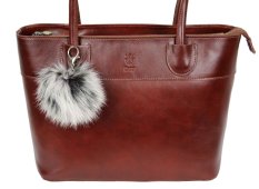 Kožušinový prívesok ku kabelke medvedíkovec čierno - biely menší