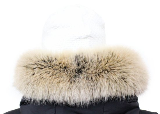 Kožešinový lem na kapuci - límec liška snowtop černo - béžová L 18/34 (60 cm) 3