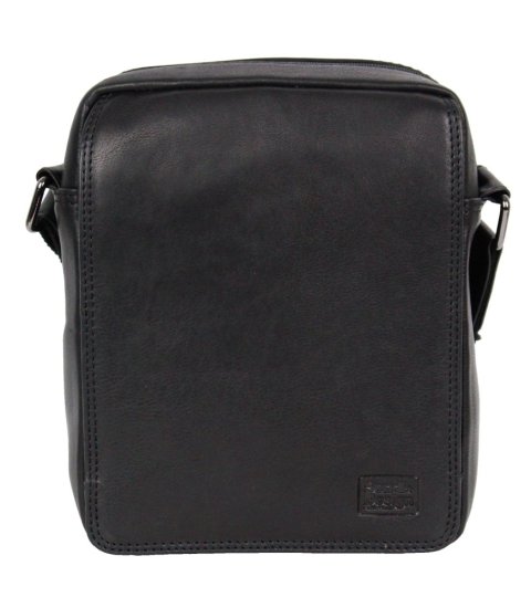 Pánská kožená taška přes rameno  MARK 2 černá - přední strana